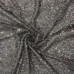 Brown Colour Lycra Sequence Fish Net Embroidered Fabric