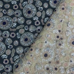 Lemon Yellow Colour Geometric Cut Dana Embroidered Fabric