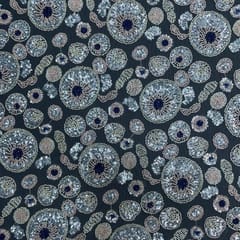 Lemon Yellow Colour Geometric Cut Dana Embroidered Fabric