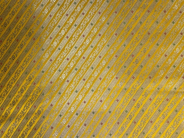 Yellow Stripes Semi Brocade Fabric