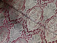 Dark Red Floral Semi Brocade Fabric