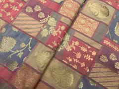 Grey MultiColour Colour Geometric Semi Soft Brocade Fabric