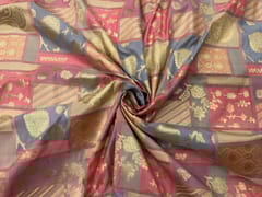 Grey MultiColour Colour Geometric Semi Soft Brocade Fabric