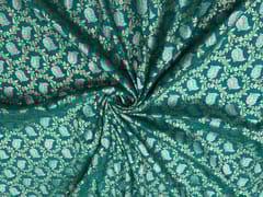 Rama Green Colour Floral Semi Soft Brocade Fabric