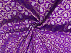 Royal Purple Colour Floral Semi Soft Brocade Fabric