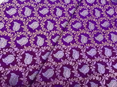 Royal Purple Colour Floral Semi Soft Brocade Fabric