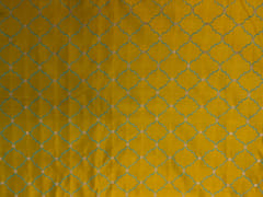 Dark Mustard Colour Geometric Tanschui Silk Fabric Fabric