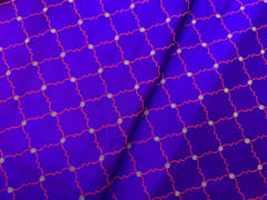 Purple & Blue Two Tone Colour Geometric Tanschui Silk Fabric Fabric