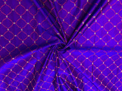 Purple & Blue Two Tone Colour Geometric Tanschui Silk Fabric Fabric