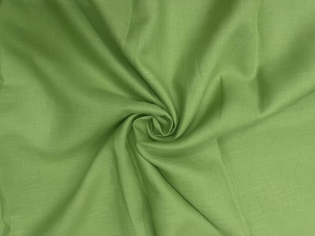 Pista Green Colour Plain Pure Linen Fabric - 60 Lea