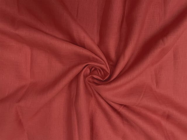 Rust Red Colour Plain Pure Linen Fabric - 60 Lea