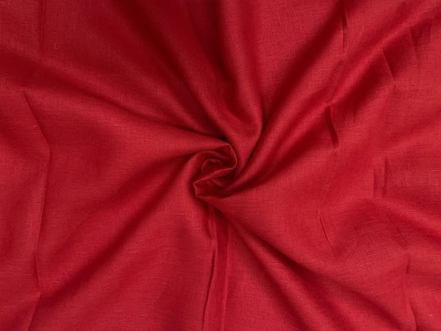 Blood Red Colour Plain Pure Linen Fabric - 60 Lea