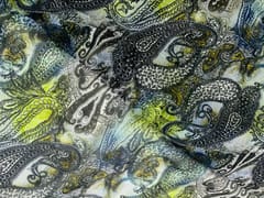 White MultiColour Floral Viscose Organza Fabric