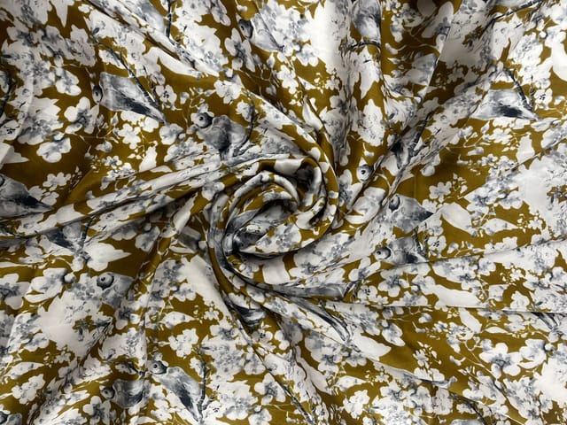 MultiColour Floral Printed Satin Fabric
