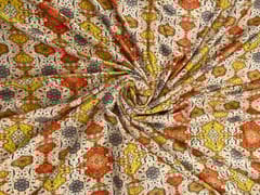 Yellow Abstract Velvet Fabric