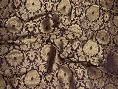 Wine Colour Floral Semi Brocade Fabric