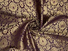 Wine Colour Floral Semi Brocade Fabric