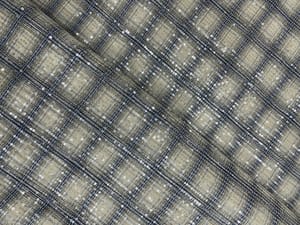 White Colour Checks Sequence Tencil Denim Fabric