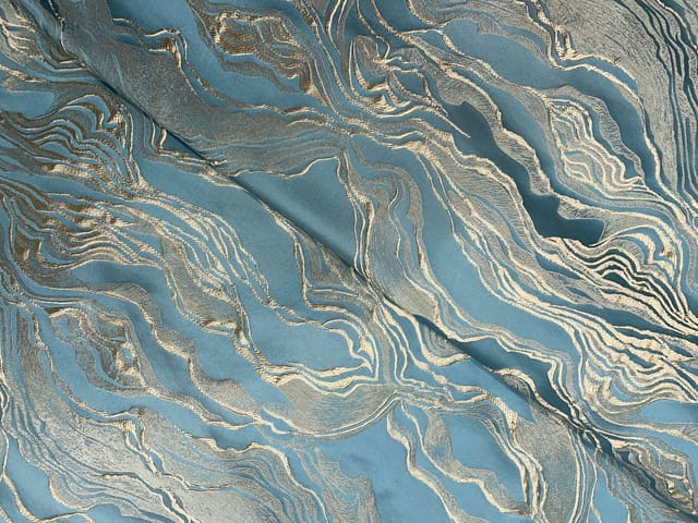 Steel Blue Colour Abstract Luxury Jacquard Fabric
