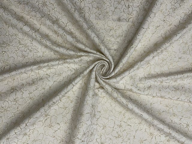 Ivory Colour Floral Luxury Jacquard Fabric