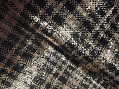 Gold and Black Colour Checks Sequence Embroiderd Fabric