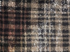Gold and Black Colour Checks Sequence Embroiderd Fabric