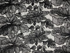 Black Colour Floral Embroiderd Net Fabric