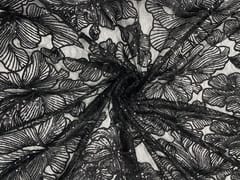 Black Colour Floral Embroiderd Net Fabric