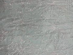 Baby Pink Colour Floral Embroiderd Net Fabric