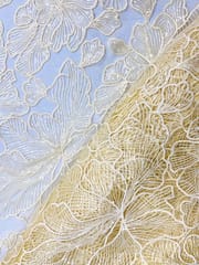 Yellow Colour Floral Embroiderd Net Fabric