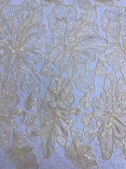 Yellow Colour Floral Embroiderd Net Fabric