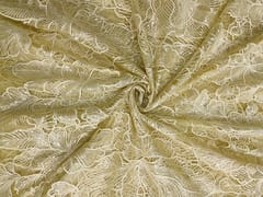 Yellow Colour Floral Embroiderd Net Fabric
