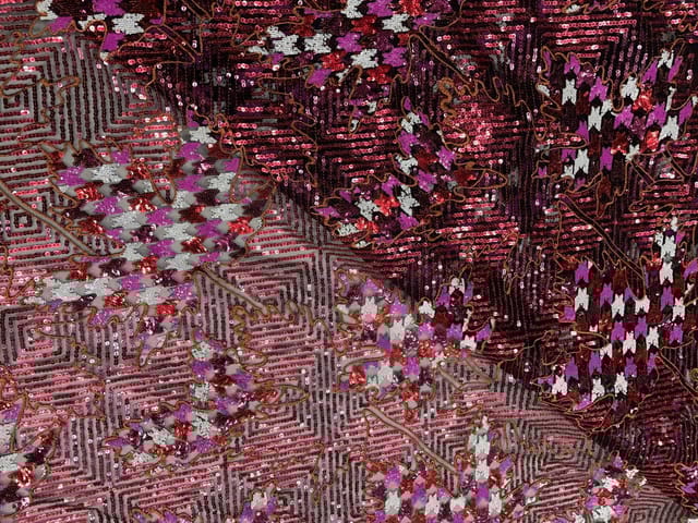 MultiColour Colour Floral Embroiderd Net Fabric