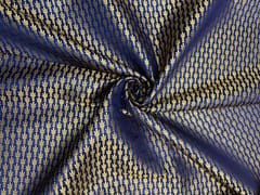 Navy Blue Colour Floral Semi Brocade Fabric