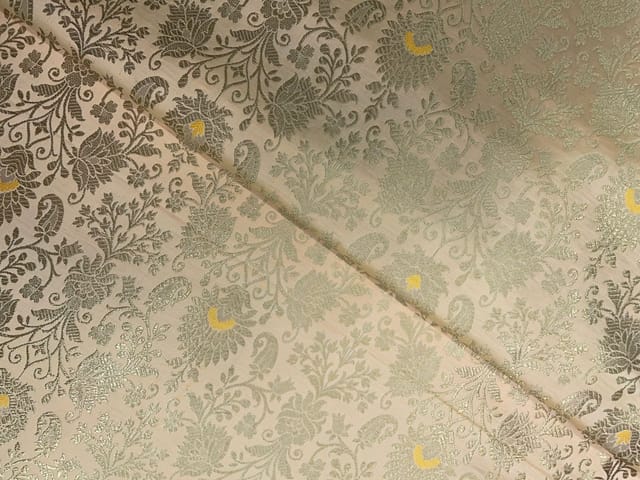 Lilac Colour Floral Semi Brocade Fabric