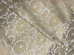 Cream Golden Colour Floral Semi Brocade Fabric