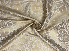 Cream Golden Colour Floral Semi Brocade Fabric