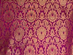 Magenta Colour Floral Semi Brocade Fabric