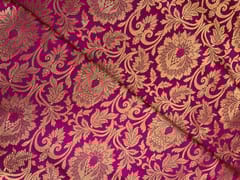 Magenta Colour Floral Semi Brocade Fabric