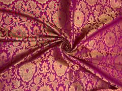 Magenta Colour Floral Semi Brocade Fabric