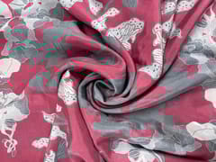 Pink Floral Medium Silk Fabric