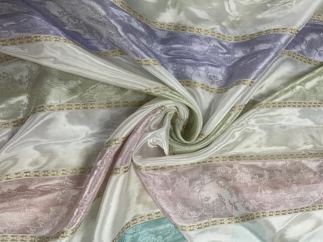 MultiColour Stripes Tissue Embroiderd Fabric