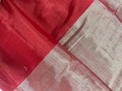 Red & Silver Pure Tissue Fabric