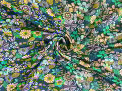 MultiColour Floral Linen Satin Fabric