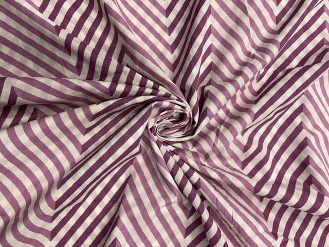 Light Purple White Chevron Cotton Fabric