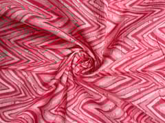 Pink White Chevron Cotton Fabric