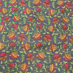 Grey Color Thread embroidery fabric
