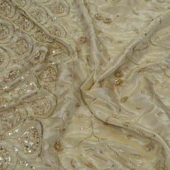 Dyeable Tissue Upada Embroidered Fabric