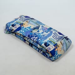 Blue Color Cotton Rayon Crepe Digital Printed Fabric