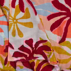 Sky Blue Color Cotton Rayon Crepe Digital Printed Fabric